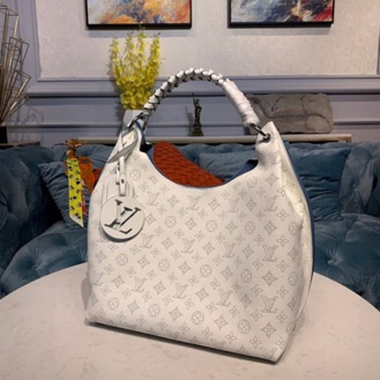 Louis Vuitton Carmel Mahina Bag 40cm Mahina Calf Leather Canvas Spring/Summer Collection M53188, White
