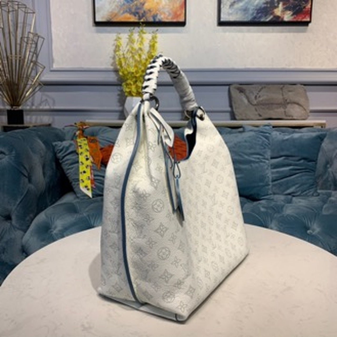 Louis Vuitton Carmel Mahina Bag 40cm Mahina Calf Leather Canvas Spring/Summer Collection M53188, White