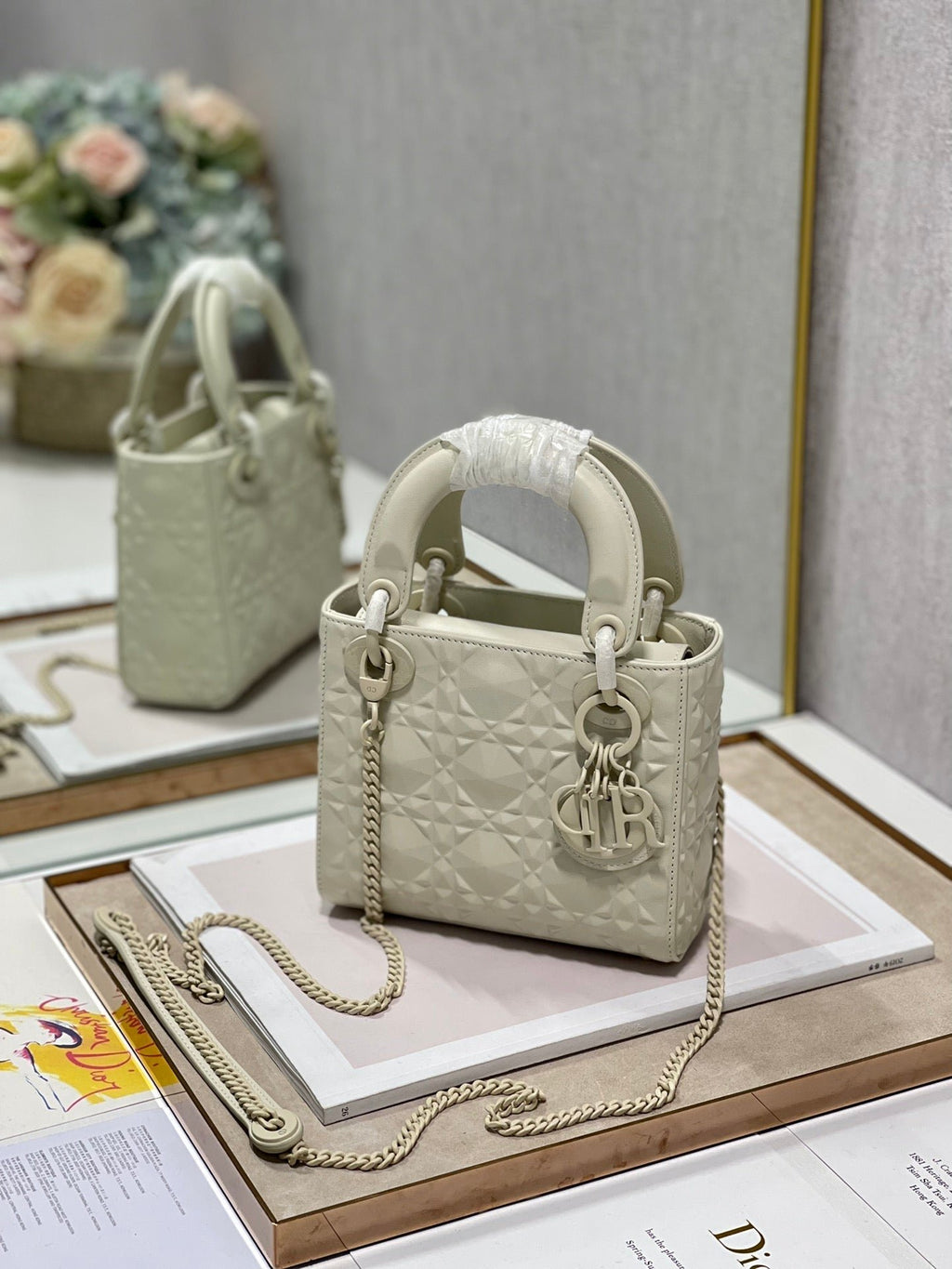 Christian Dior Lady Dior Bag 17cm Beige