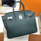 Hermes Birkin Nata Swift Dark Green For Women Silver Toned Hardware 11.8in/30cm