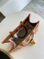 Louis Vuitton OnTheGo MM Bag 35cm Raffia/Cowhide Leather Spring/Summer Collection M57707 Tan