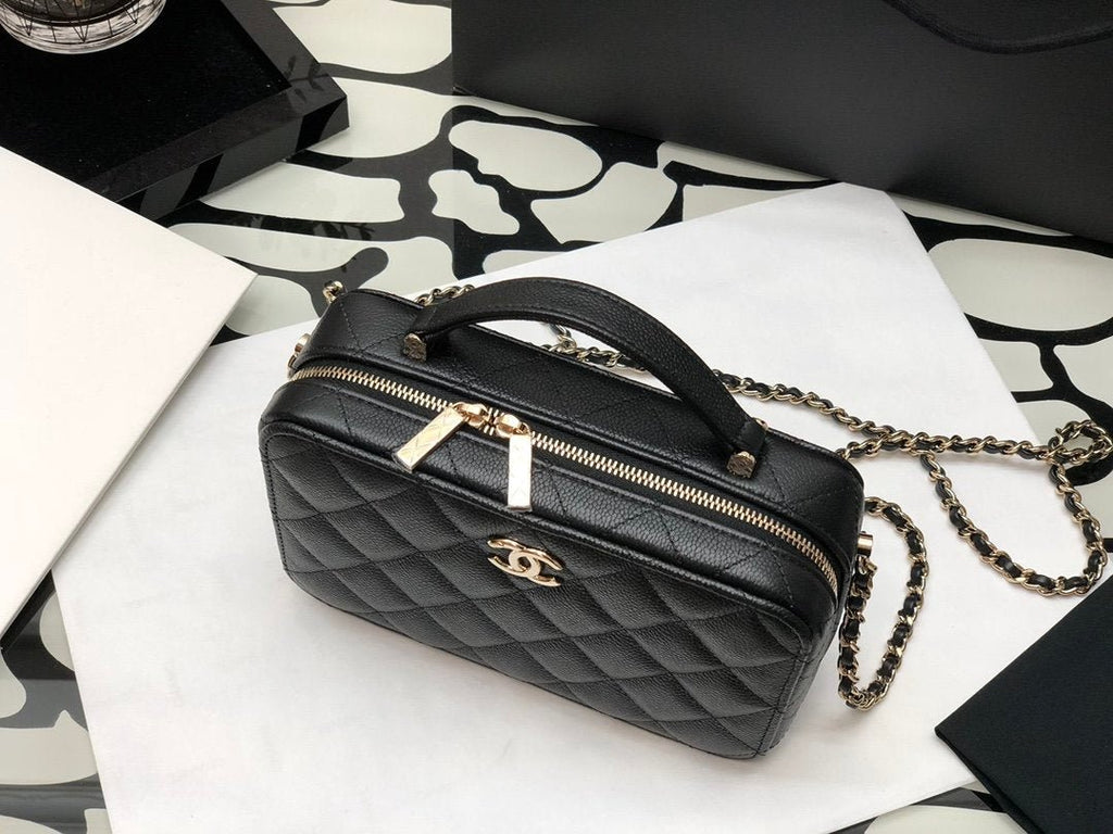 Chanel Shoulder Bag Top Handle With Chain 19cm Black