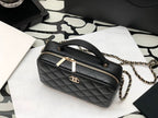 Chanel Shoulder Bag Top Handle With Chain 19cm Black