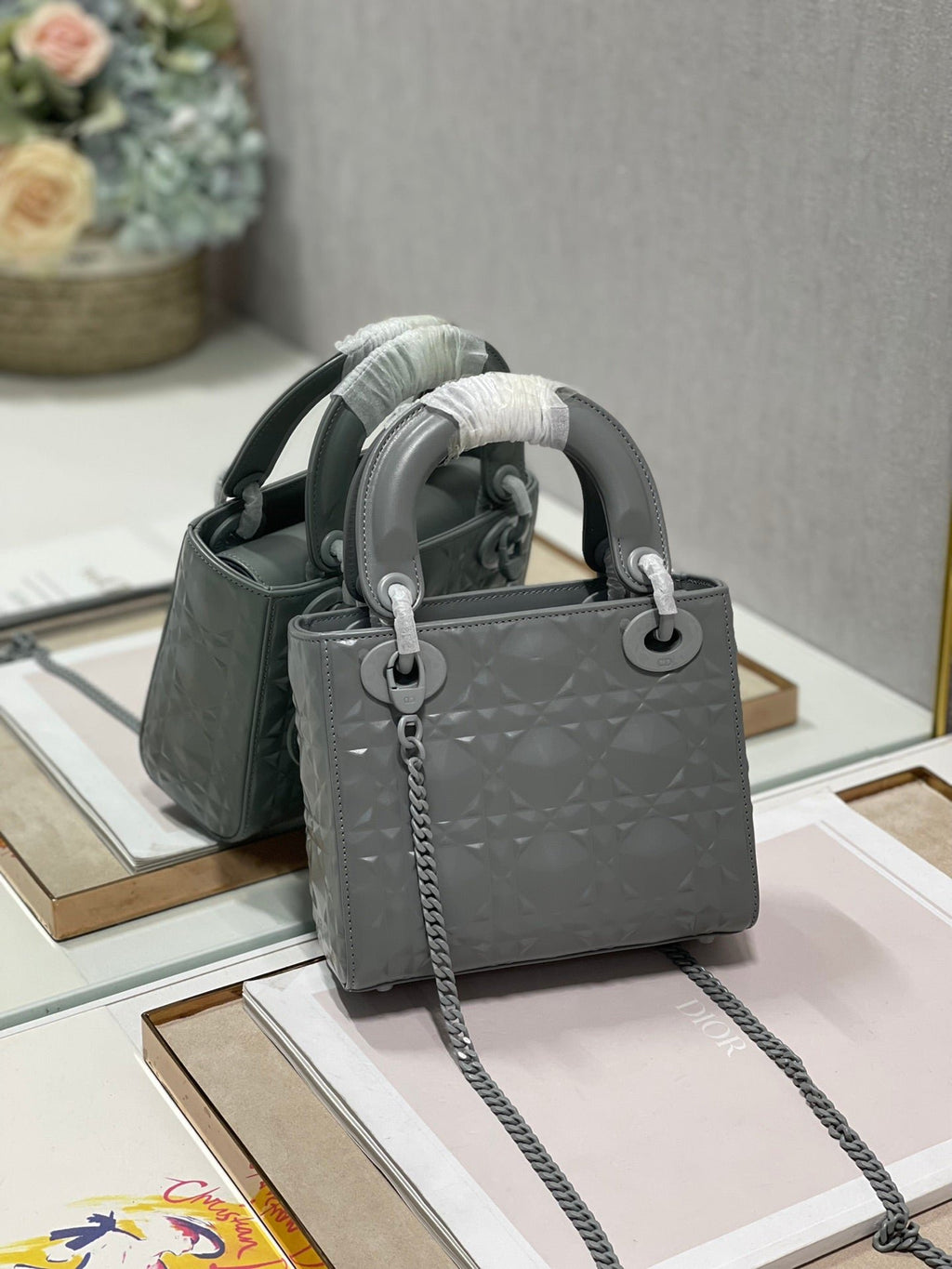 Christian Dior Lady Dior Bag 17cm Dark Grey