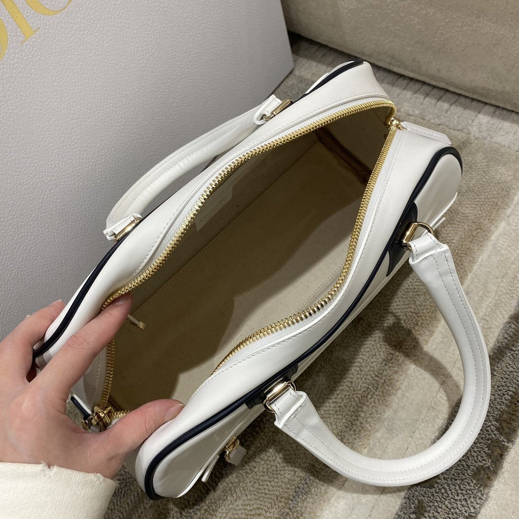 Christian Dior Medium Vibe Zip Bowling Bag 34cm White