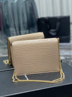 Saint Laurent Cassandra Medium Chain Bag In Grain De Poudre Embossed 22cm Nude