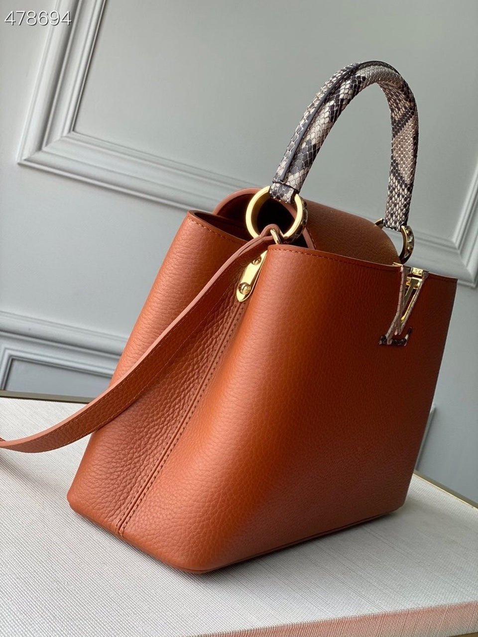 Louis Vuitton Woven Capucines Python Handle Bag 31cm Taurillon Leather Spring/Summer 2021 Collection N98388 Cognac