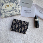 Christian Dior Saddle Flap Card Holder Black Wallet 11cm