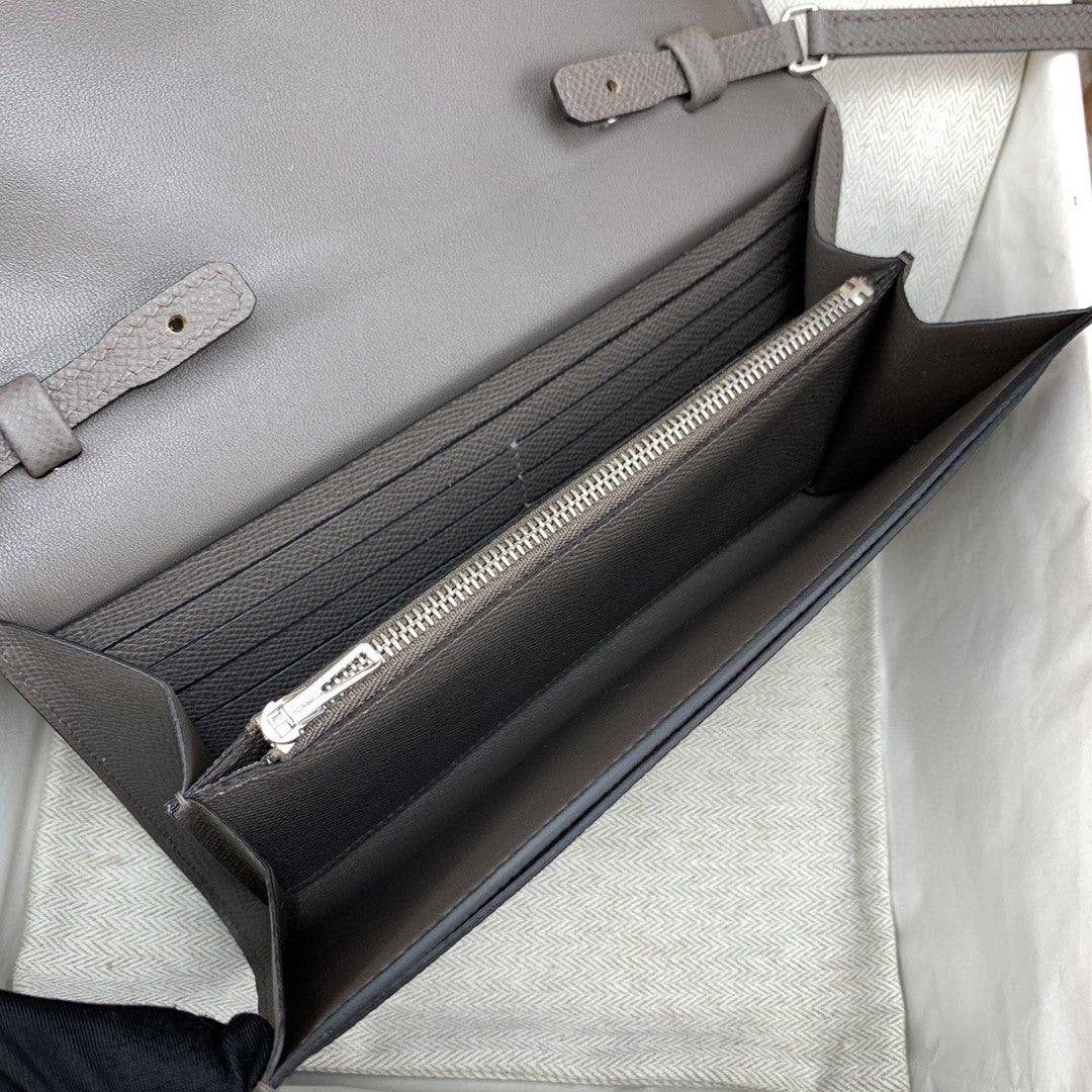 Hermes Constance Long Togo Wallet Grey, Silver Toned Hardware Bag For Women, Women’s Handbags, Shoulder Bags 8.1in/21cm