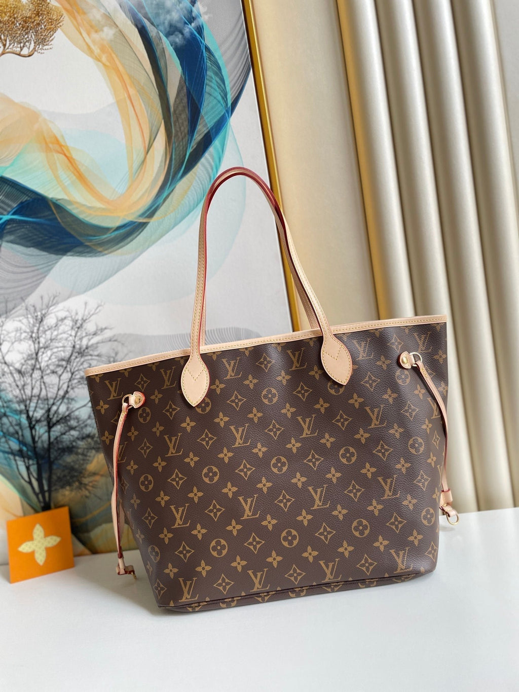Louis Vuitton Neverfull MM Bag 32cm Damier Azur Canvas Fall/Winter Collection N41361, Red