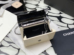 Chanel Black Ivory Hard Evening Plastic Small Evening Shoulder Flap Bag 18cm