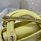 Christian Dior Lady Dior Bag Gold Hardware 17cm Yellow