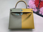 Hermes Kelly 28 Sellier Epsom Bag Grey/Yellow For Women, Women’s Handbags, Shoulder Bags 11in/28cm