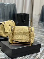 Saint Laurent Niki Medium Chain Bag In Rafia For Women 28cm Brown YSL 633187GG66W7069