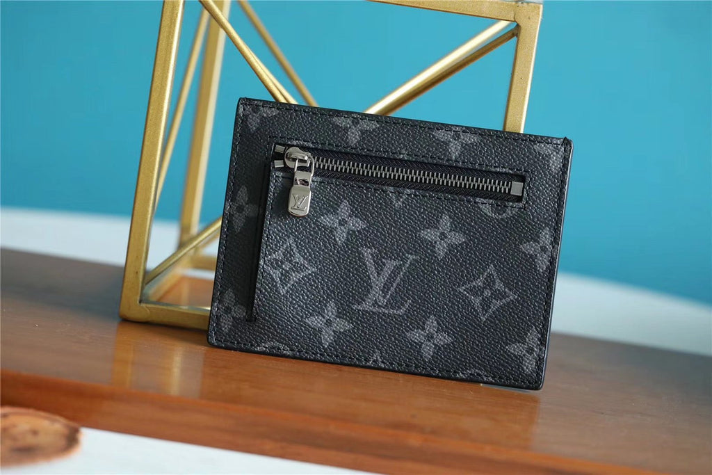 Louis Vuitton ID Card Holder Monogram Canvas Black For Men, Men’s Wallet 13cm LV N60378