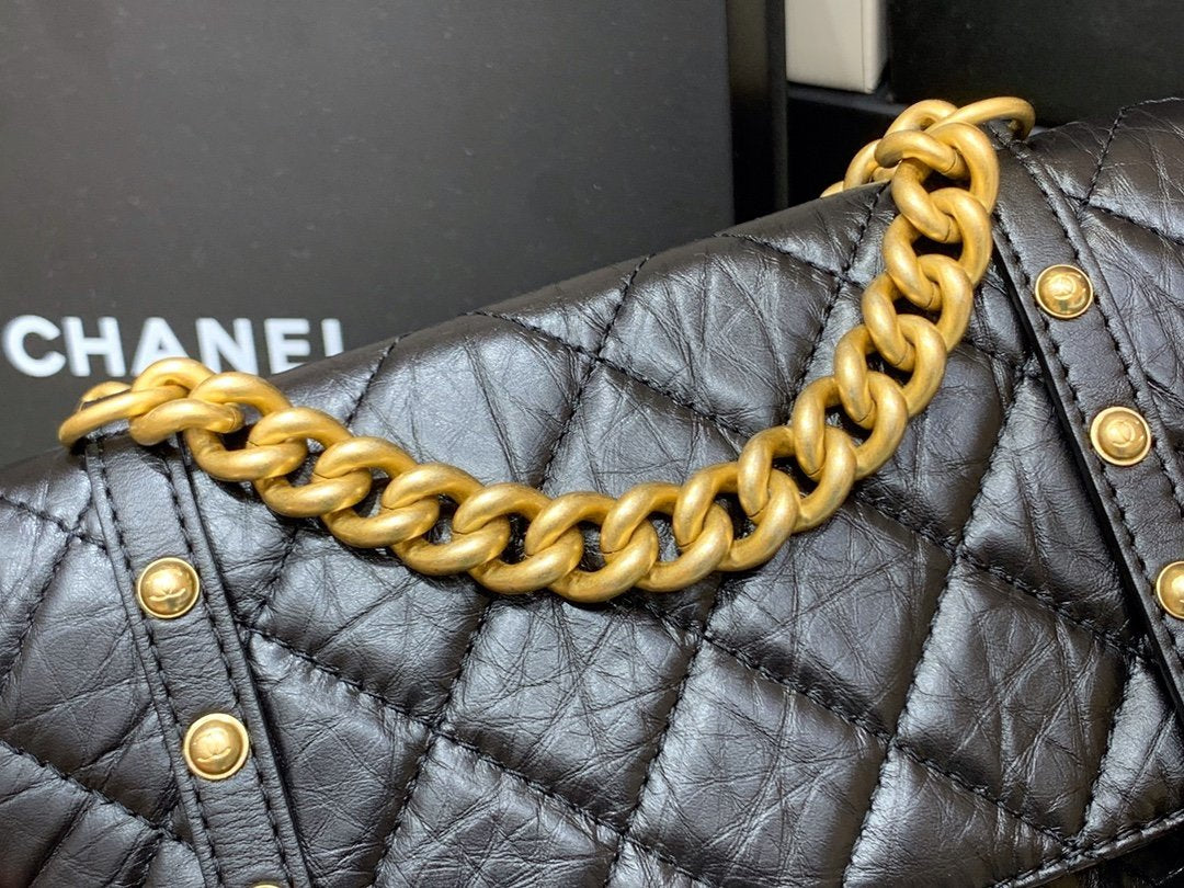 Chanel Co Co Shoulder Bag Gold Chain Black 25cm