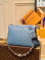 Louis Vuitton Coussin PM Bag 26cm Monogram Embossed Puffy Lambskin Leather Spring/Summer Collection M57793 Light Blue