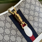 Gucci Jackie 1961 Small Shoulder Bag Beige And Ebony GG Supreme Canvas For Women 11in/28cm