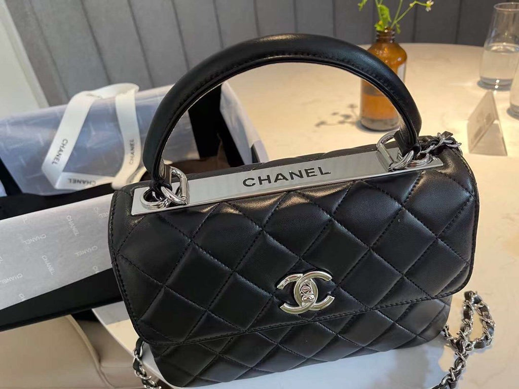 Chanel Classic Flap Bag Silver Hardware 25cm Black