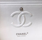 Chanel Classic Medium Flapbag Silver Hardware 26cm White