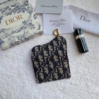 Christian Dior Saddle Flap Card Holder Black Wallet 11cm