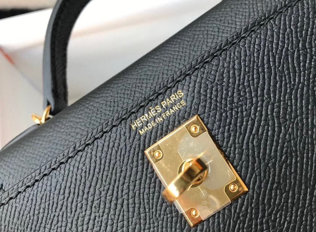 Hermes Mini Kelly 19 Sellier Epsom Black Bag For Women, Women’s Handbags, Shoulder Bags 7.5in/19cm