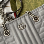 GG Marmont Small Tote Bag Dark Grey Matelassé For Women 10in/26.5cm