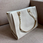Chanel Deauville Tote 40cm Tweed Bag with Pearl Embroidery Spring/Summer Collection White