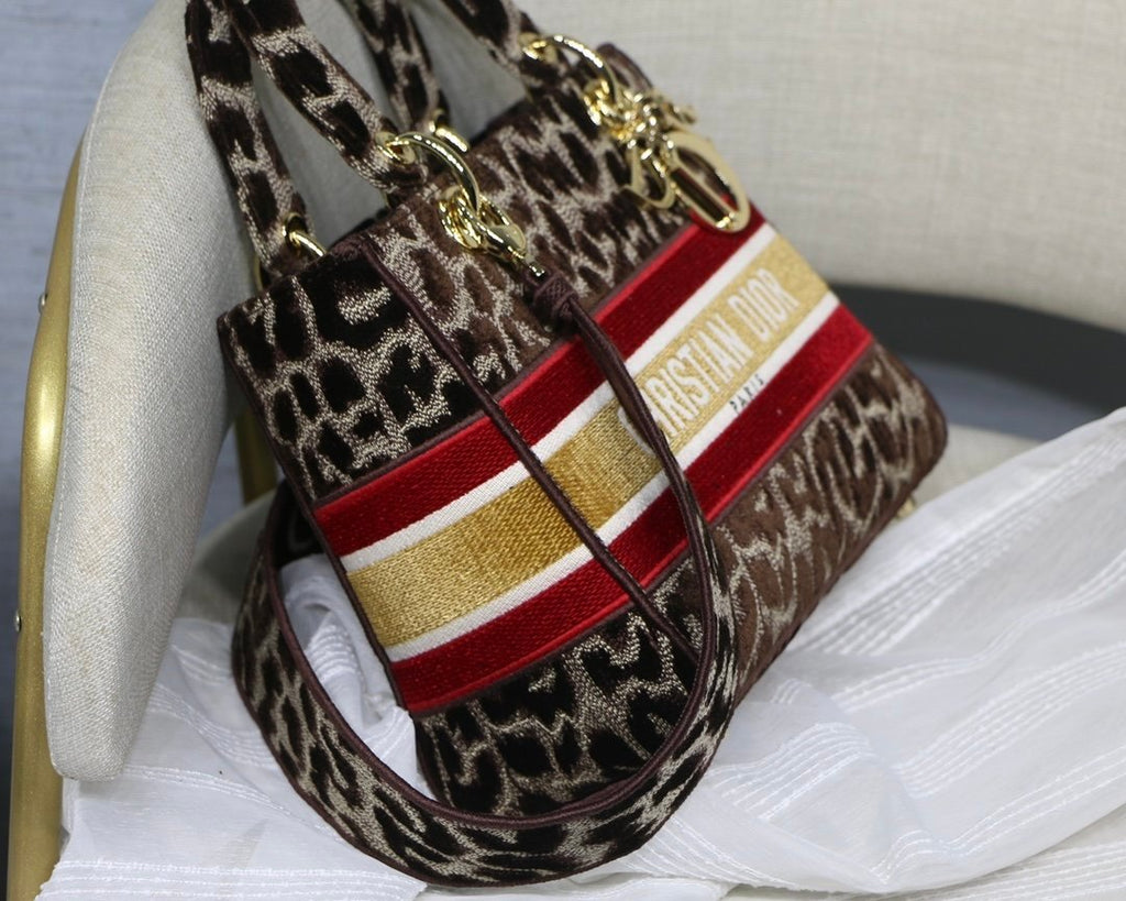 Christian Dior Medium Lady D-Lite Bag 24cm Leopard Brown