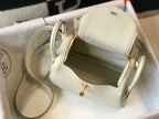 Hermes Lindy Mini White Togo Bag With Gold Hardware For Women, Women’s Handbags, Shoulder And Crossbody Bags 7.5in/19cm