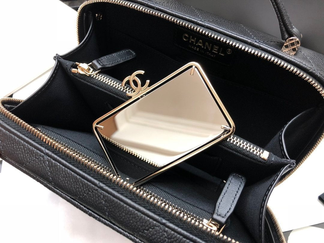 Chanel Shoulder Bag Top Handle With Chain 19cm Black