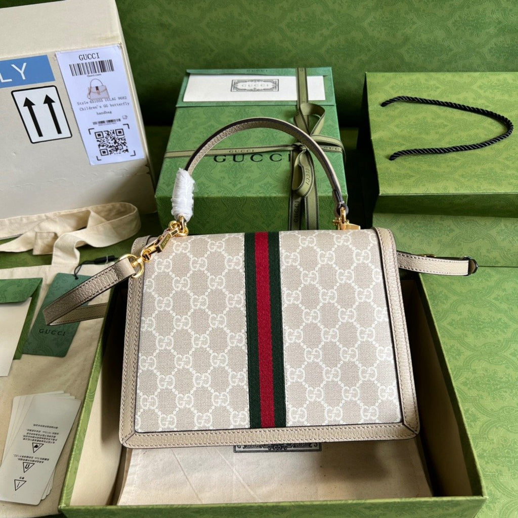 Gucci Ophidia Small GG Top Handle Bag Beige For Women, Women’s Bags 9.8in/25cm