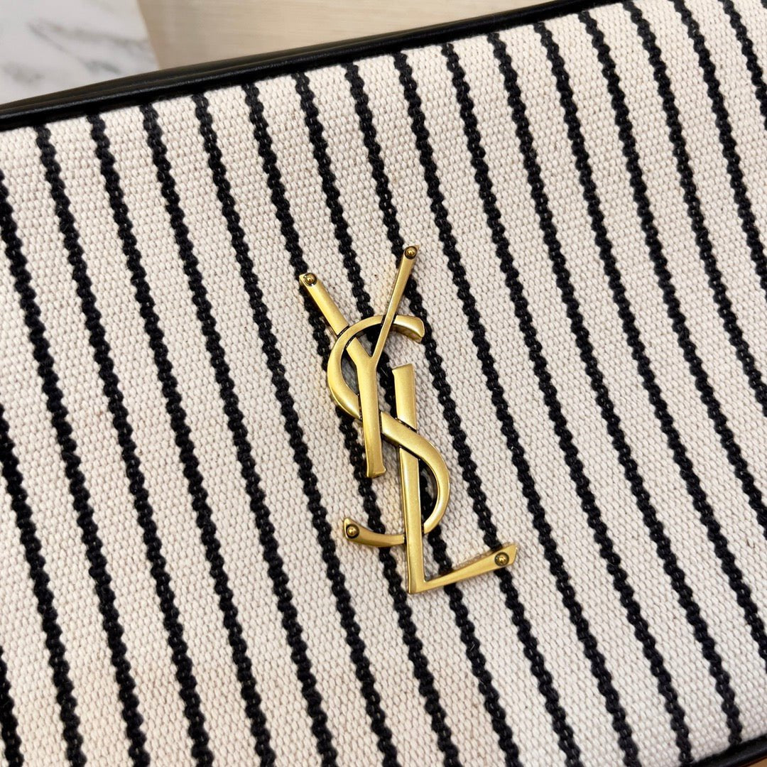 Saint Laurent Lou Camera Bag In Canvas Black And White For Women 23cm YSL 612542FAACG9583