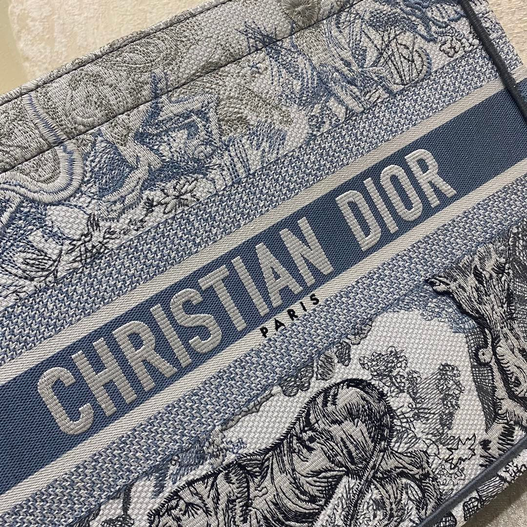 Christina Dior Medium Book Tote Bag 36cm Blue