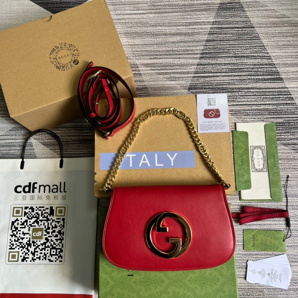 Gucci Blondie Shoulder Bag Red For Women, Women’s Bags 11in/28cm