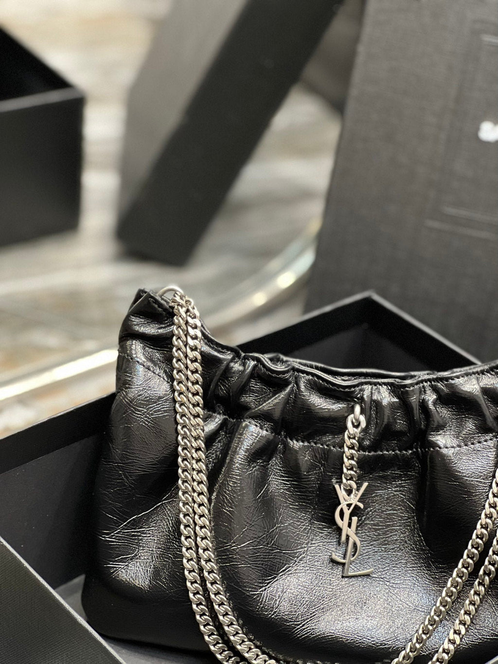 Saint Laurent Paris Mini Bag With Silver Hardware 24cm