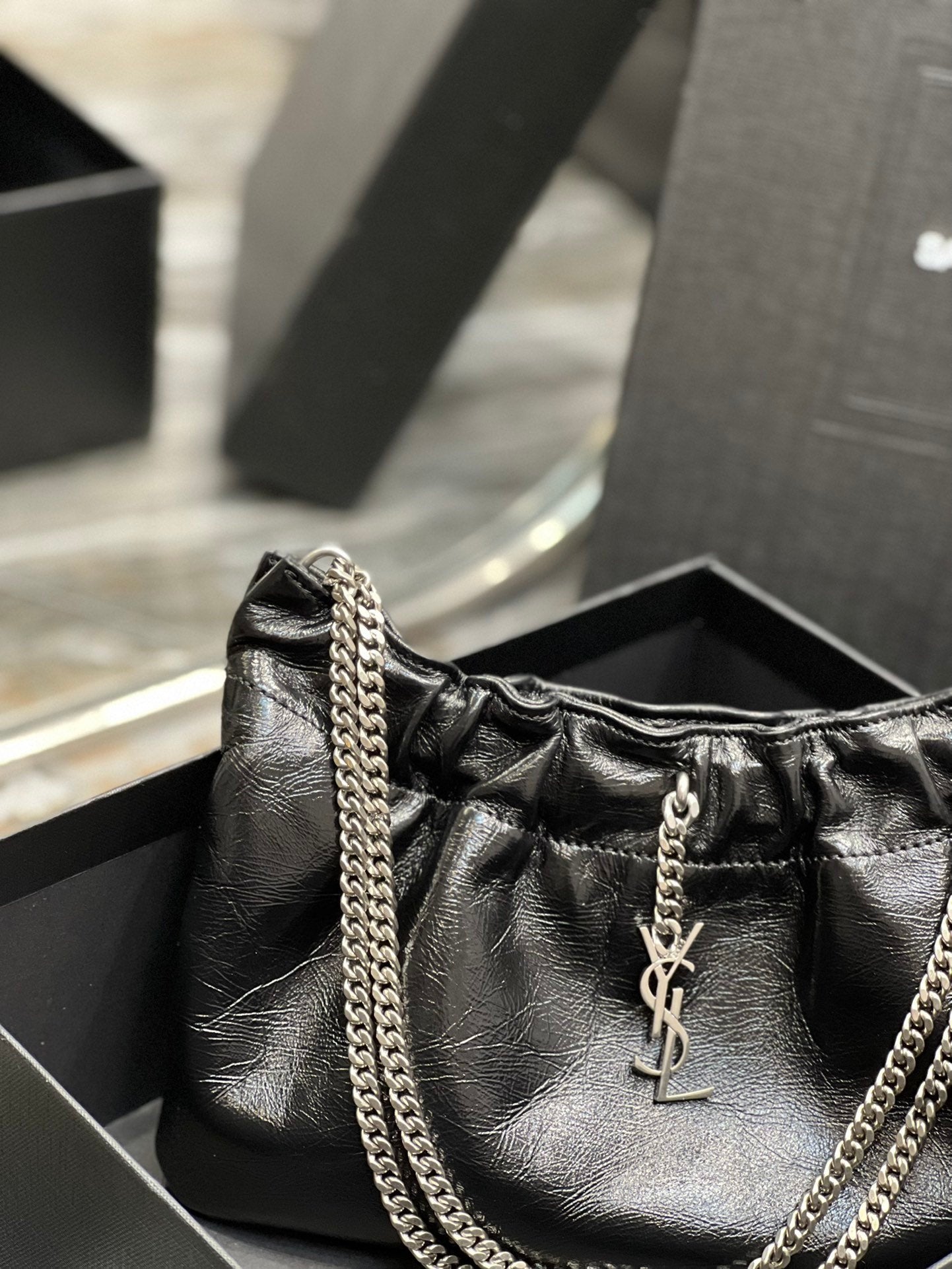 Saint Laurent Paris Mini Bag With Silver Hardware 24cm
