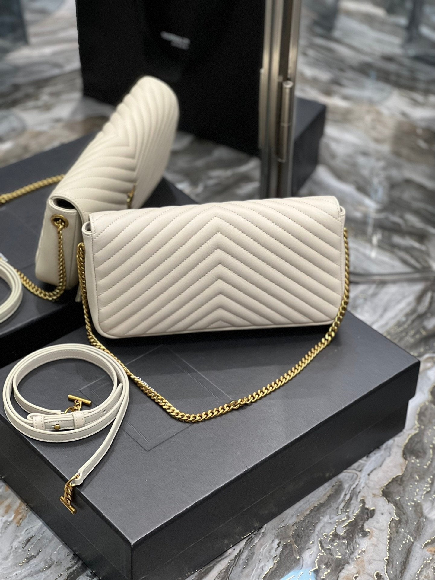 Saint Laurent Kata 99 Chain Bag With Gold Hardware 26cm