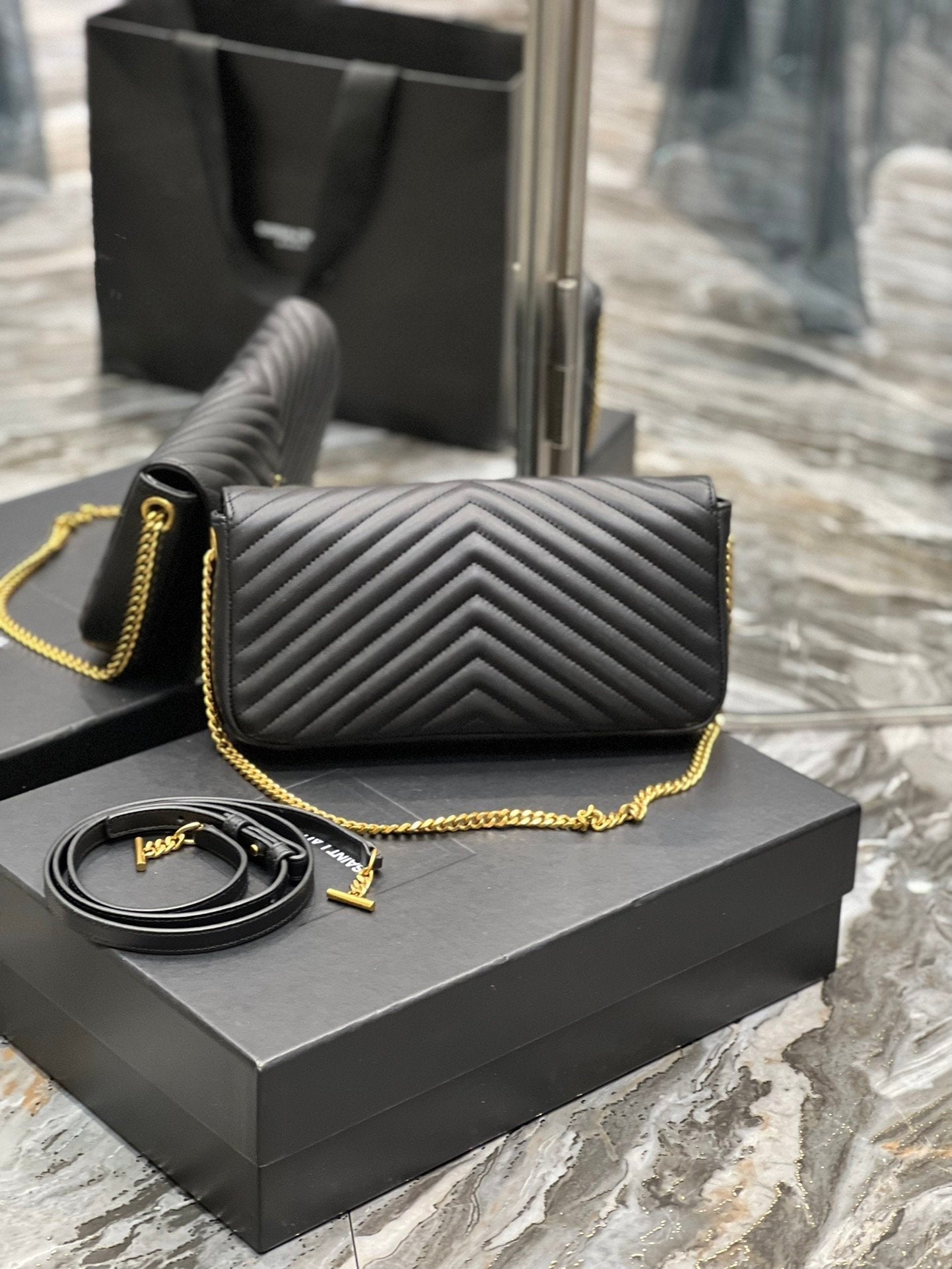 Saint Laurent Kata 99 Chain Bag With Gold Hardware 26cm
