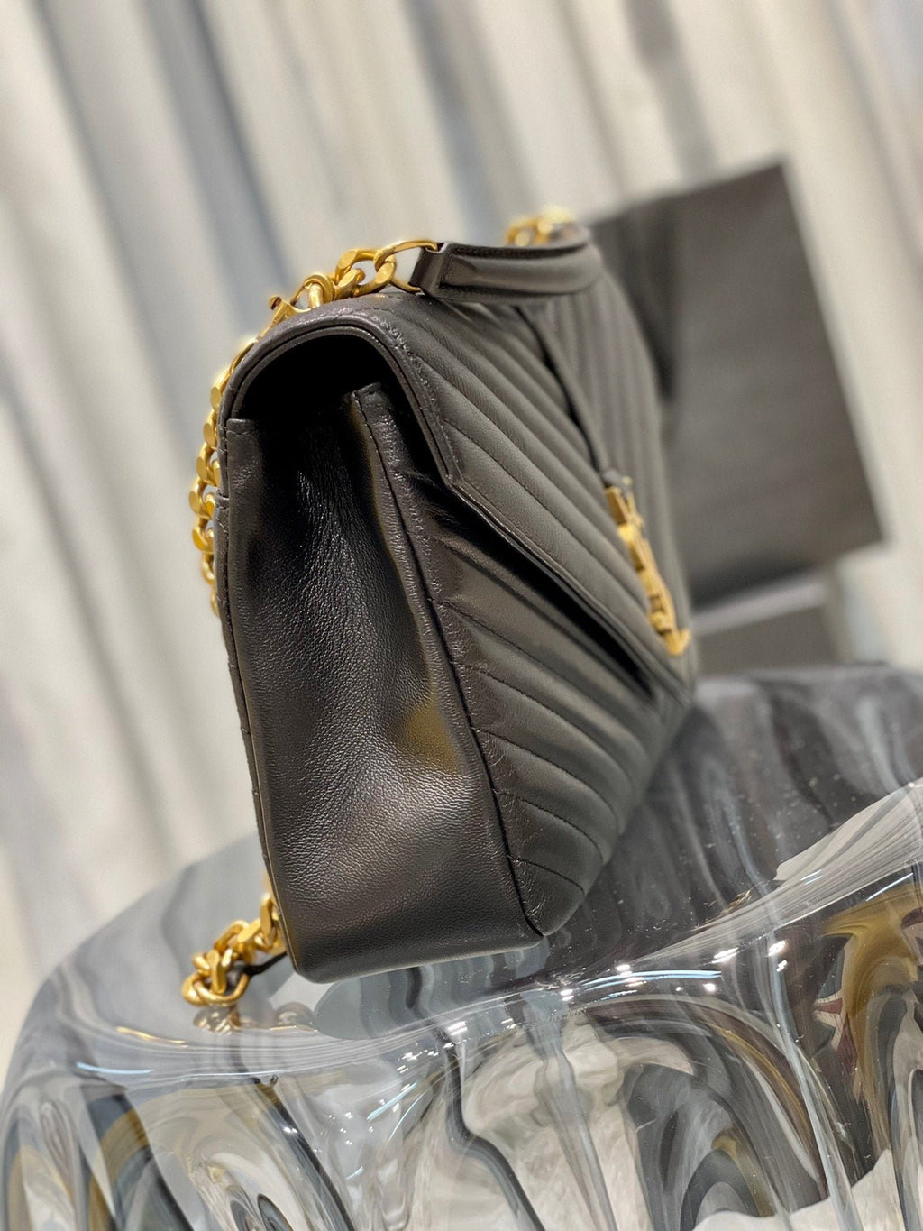 Saint Laurent College Large Chain Bag With Gold Hardware 32cm
