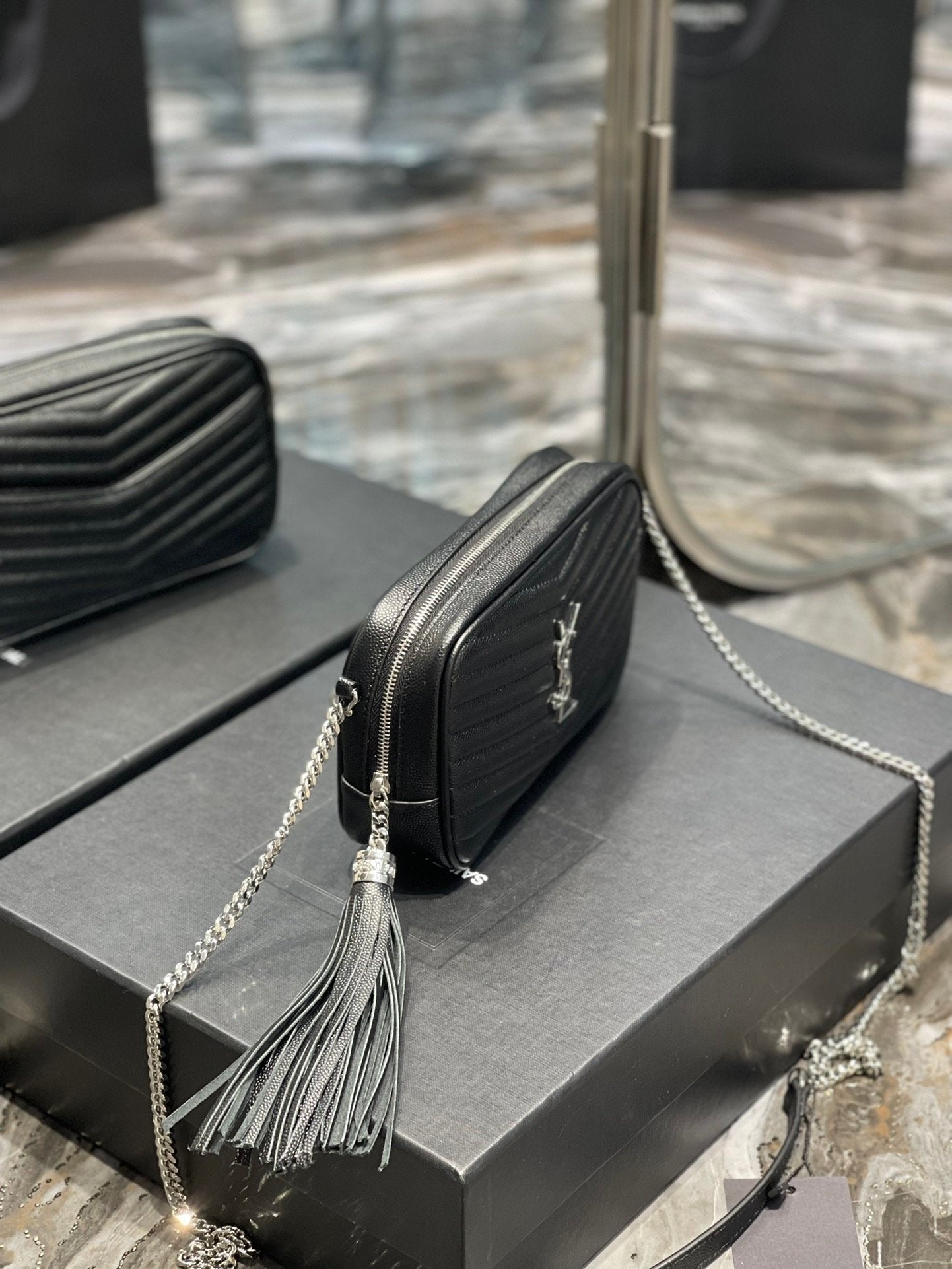 Saint Laurent Lou Mini Bag With Silver Hardware 18cm