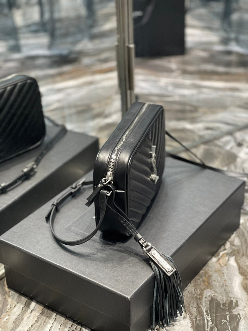 Saint Laurent Lou Camera Bag With Silver Hardware 23cm