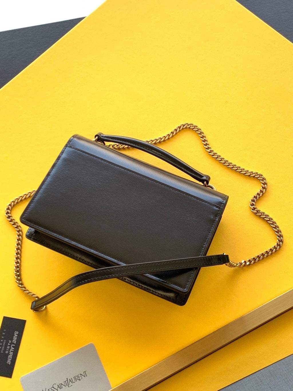 Saint Laurent Sunset Chain Bag With Gold Hardware 19cm
