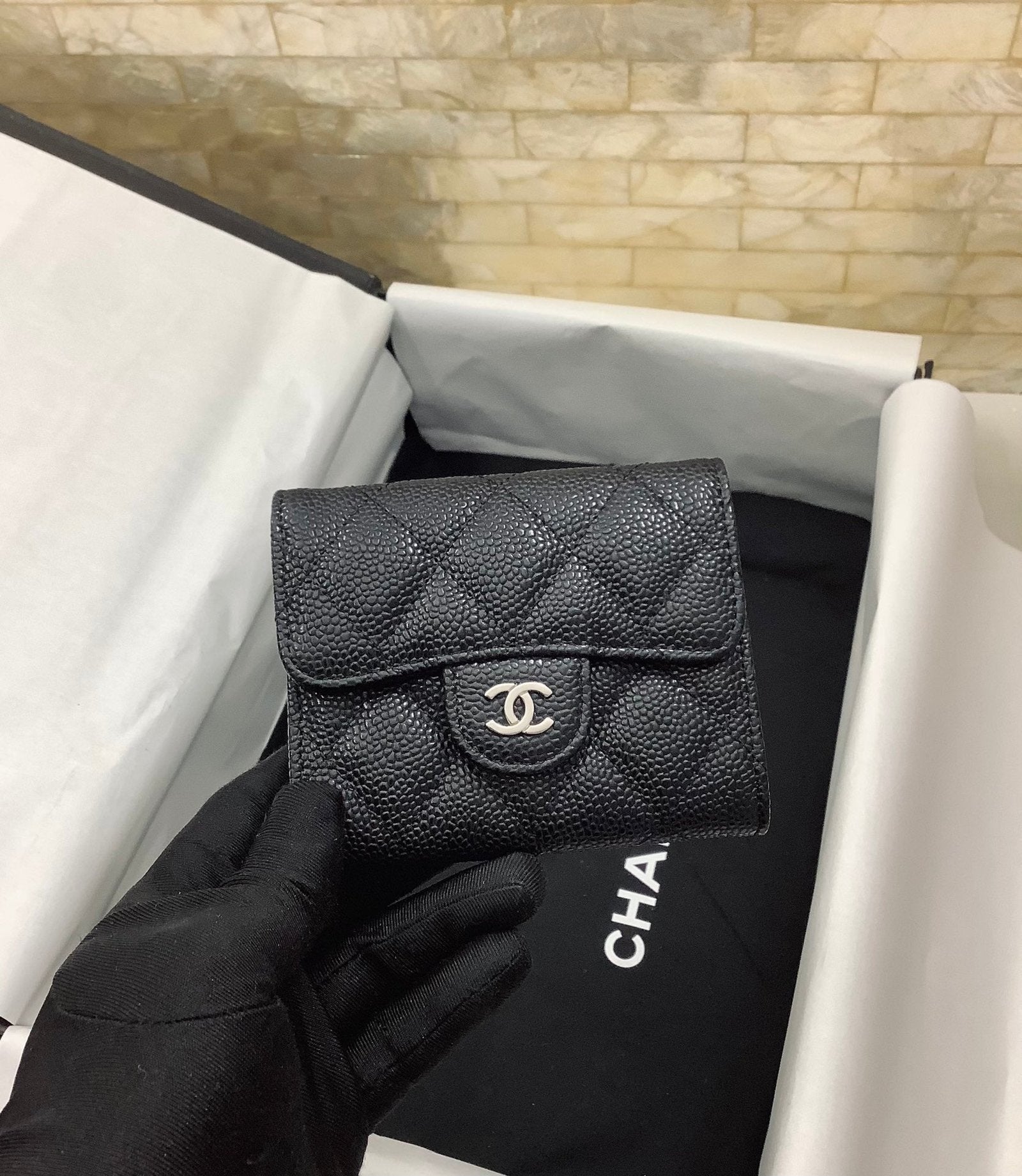 CO-CO Chanel Classic Card Holder With Silver Hardware 11cm