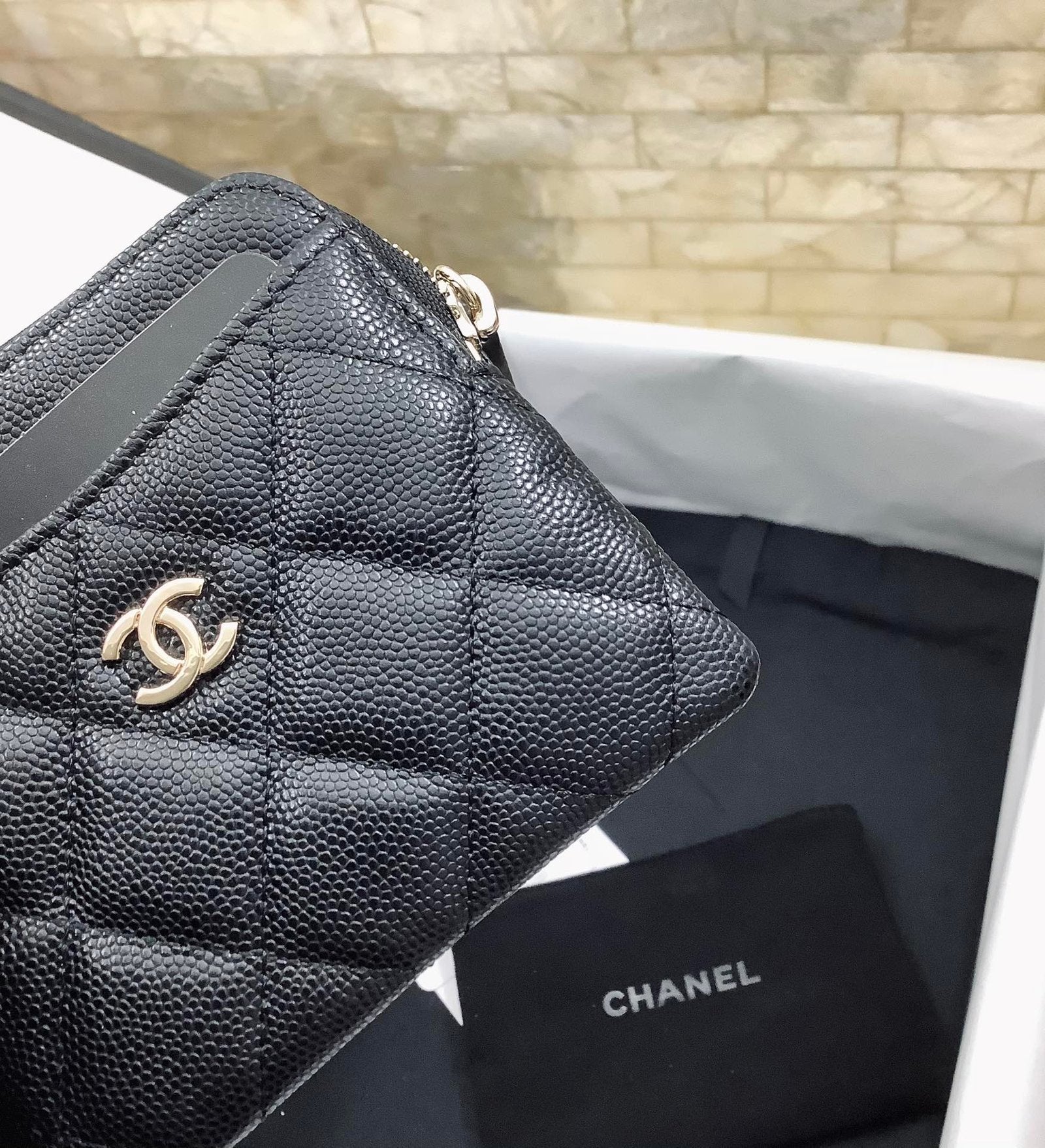CO-CO Chanel Card Holder With Gold Hardware 19cm