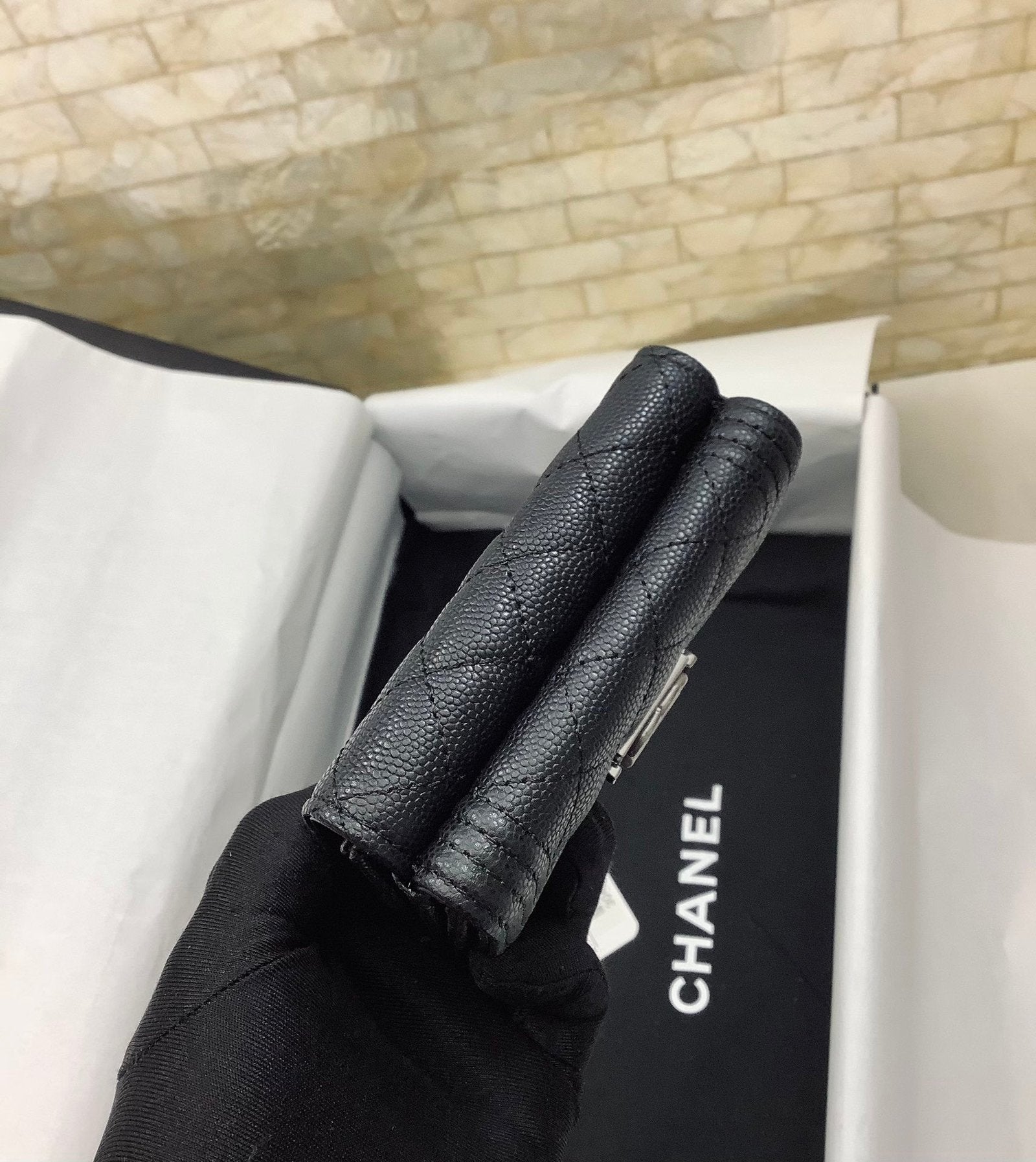 CO-CO Chanel Flap Card Holder With Silver Hardware 11cm