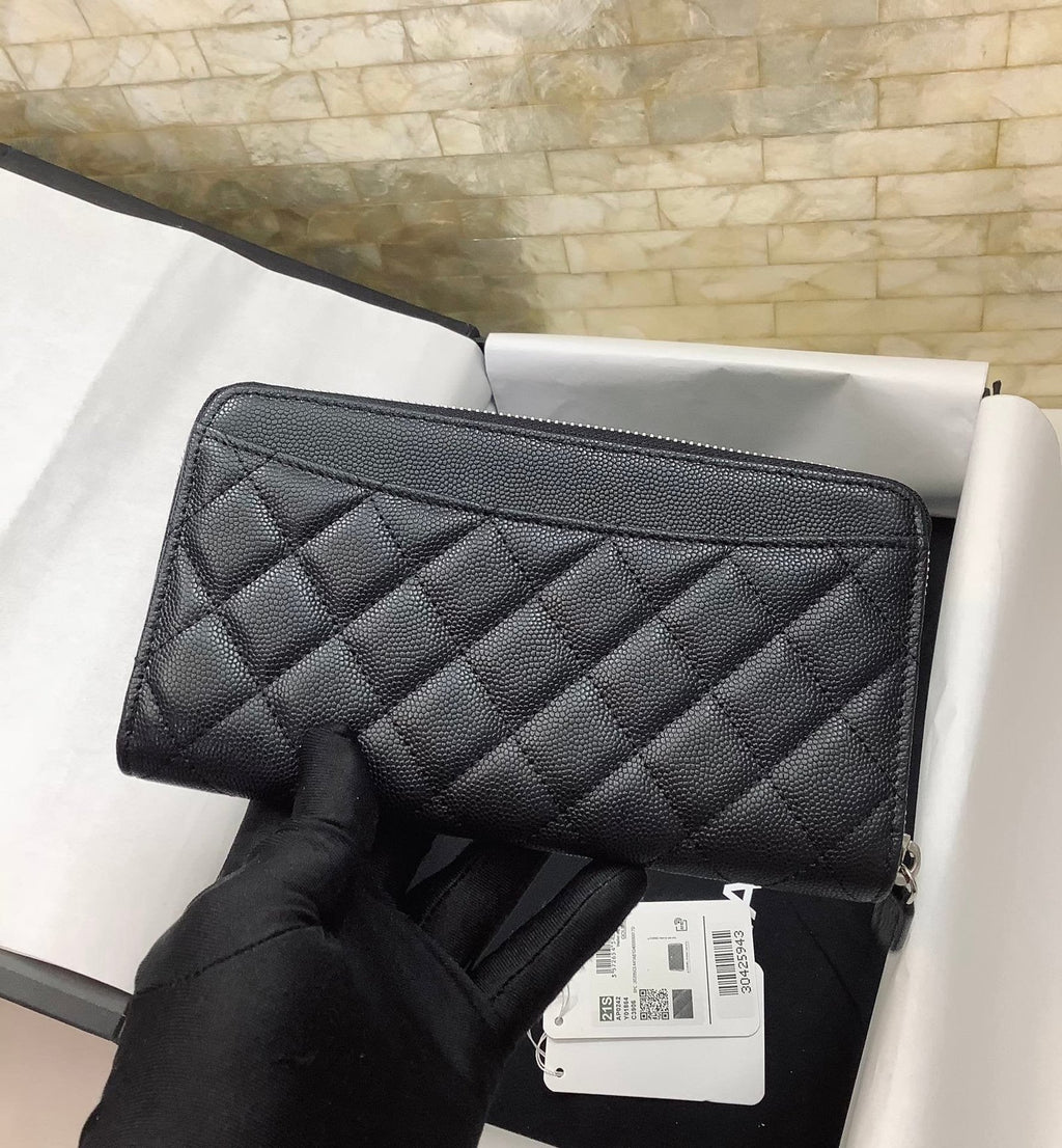 CO-CO Chanel Long Wallet With Silver Hardware 19cm