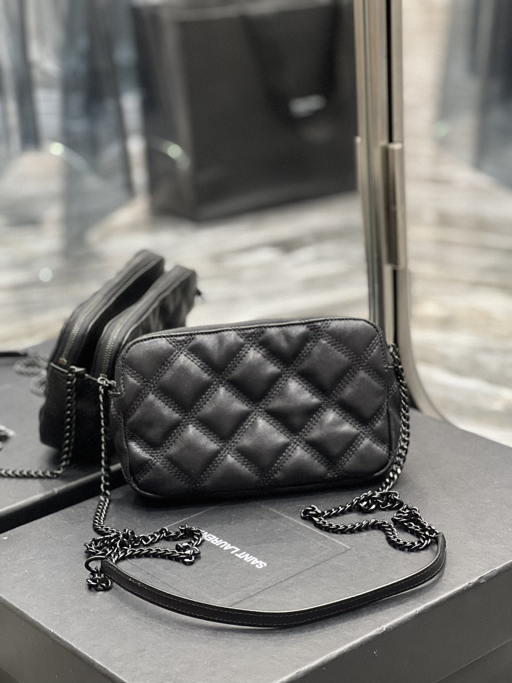 Saint Laurent Becky Double-Zip Pouch 19cm