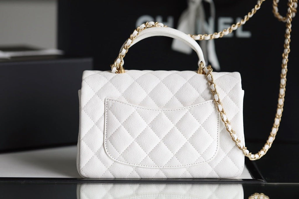 Chanel Flapbag With Top Handle 20cm White