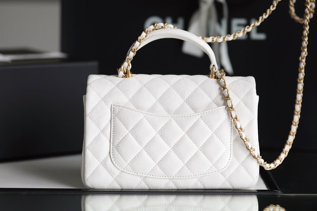 Chanel Flapbag With Top Handle 20cm White